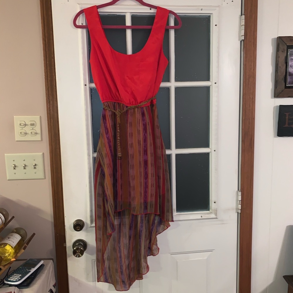 Boho Hi-low dress with belt